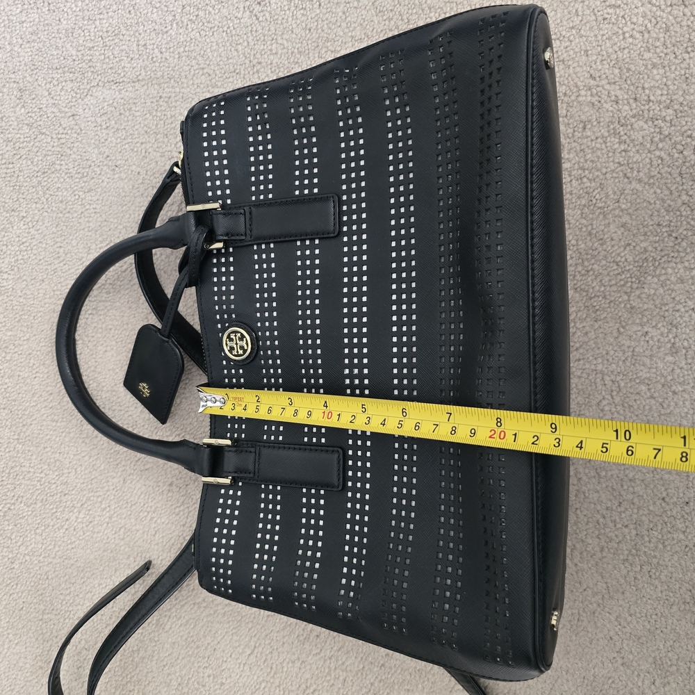 Tory Burch Black Perforated Leather Tote - Picture 10 of 11